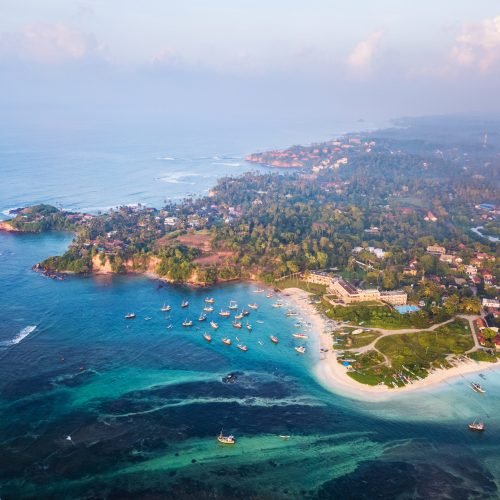 Aerial,View,Of,The,Weligama,Cape,With,Fishing,Village,At